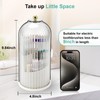 QIYVLOS Toothbrush Holders with Sliding Lid, Rotating 3 Slots Bathroom
