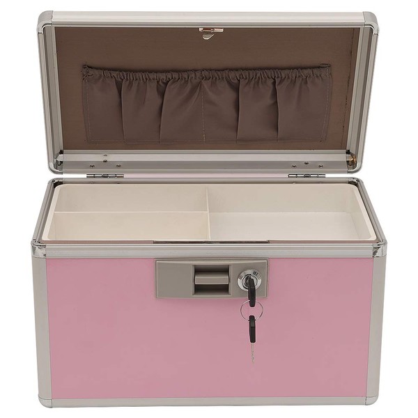 xydstay Medicine Box, First Aid Safe Medication Storage Box,Layered Aluminum Daily Medicine Cabinet,10.2" x 6.2" x 7.7", Pink