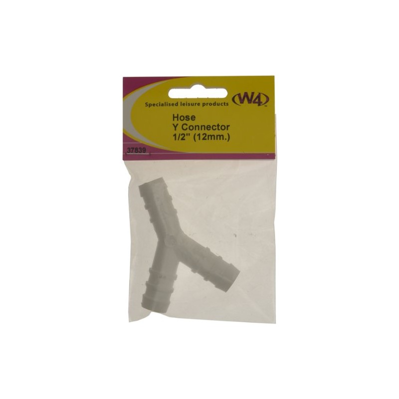W4 Y-Piece Hose Connector - White, 1/2 Inch
