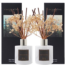 Cocorrína Premium Reed Diffuser Set with Preserved Baby's Breath & Cotton Stick Black Forest 2 Packs, 6.7oz Scent Fragrance Oil Diffuser for Bedroom Bathroom Home Décor