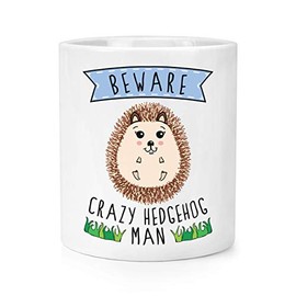 Beware Crazy Hedgehog Man Makeup Brush Pencil Pot