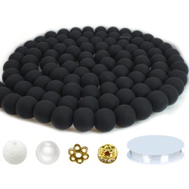 PAMIR TONG 250pcs 8mm Clay Round Smooth Space Polymer Heishi Preppy Cute Bulk Beads for Earring, Necklaces, Bracelet Jewerly Making & DIY Crafts (Black PT412)