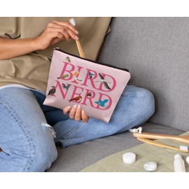 uinwk Bird Gifts for Bird Lovers Women, Bird Lover Gifts, Bird Watcher Gifts, Ornithologist Gift, Bird Nerd Makeup Cosmetic Bags for Women（Pink）