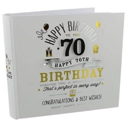 Signography 70th Birthday 4"x6" Photo Album Black and Gold Design FL29970