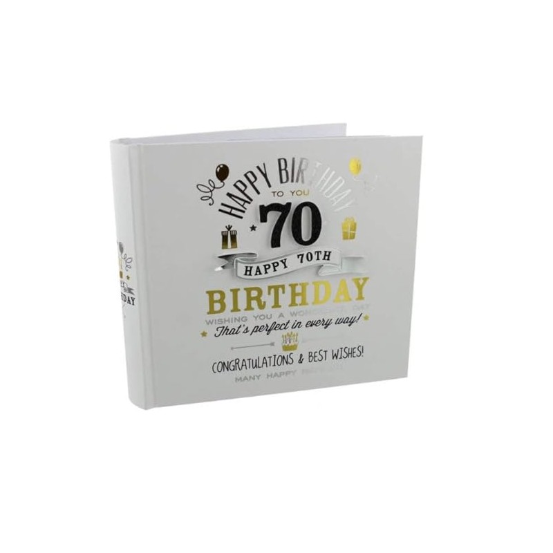 Signography 70th Birthday 4"x6" Photo Album Black and Gold Design