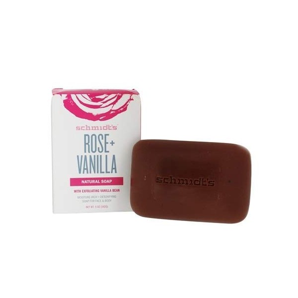 (Pack of 3) Rose + Vanilla Bar Soap for Face & Body by Schmidt's - 5 oz.