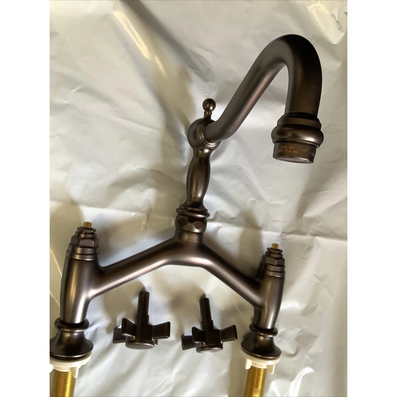 Faucet Bathroom Bridge Faucet DXV Landfair D35107254.110 Cross Handle Carbon