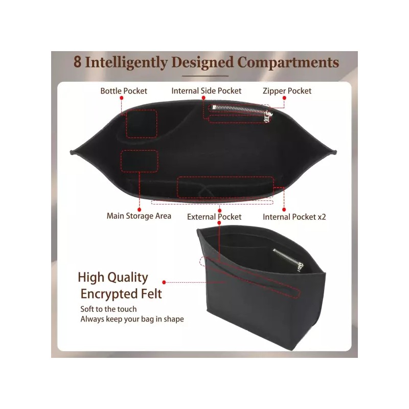 Longchamp 독소 롱샴 오거나이저 인서트 미디엄 펠트백 컵 홀더 포함