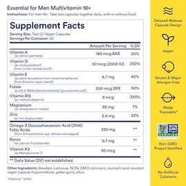 Ritual Men’s 18+ Daily Multivitamin - Key Essential Vitamins and Minerals to Support Energy, Muscle, Heart, Brain Health* - Including Zinc, D3, B12, A