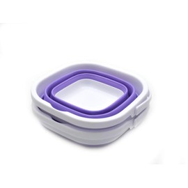SAMMART 2.6L Set of 2 Super Mini Sqare Collapsible Plastic Bucket - Foldable Square Tub - Portable Fishing Water Pail - Space Saving Outdoor Waterpot (2, Lt. Purple)