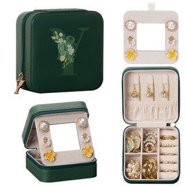 Enthralite Travel Jewelry Box for Gift: Traveling Jewelry Case for Girls Women - Mini Organizer for Necklaces Earrings Green Y