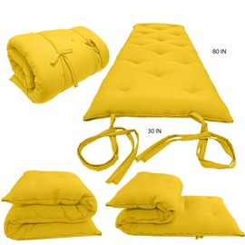 Danfuton Floor Rolling Futon Mattress, Sleeper Cotton Shikifuton 3x30x80 Yellow