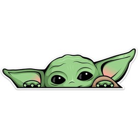 AK- (2 Pack) - Peeking Baby Yoda Self (Front)-Adhesive Vinyl Decal Sticker for Cars | Trucks | Vans | SUVs | Walls | Windows | Laptops | Notebooks | Cups | Bottles | Size: 5" x 2.5"
