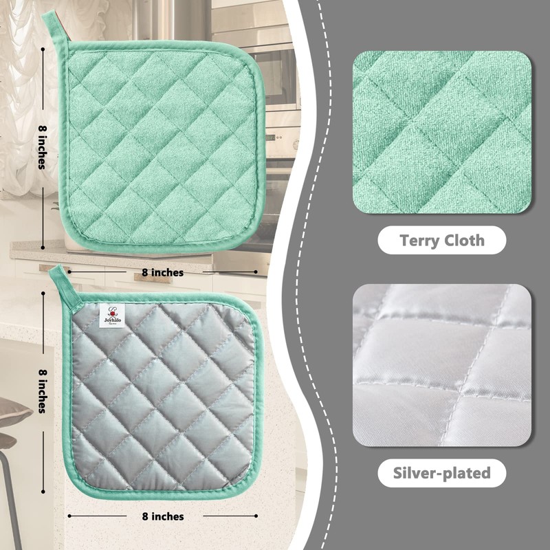 Joyhalo 4 Pack Pot Holders for Kitchen,Cotton Oven Holder with