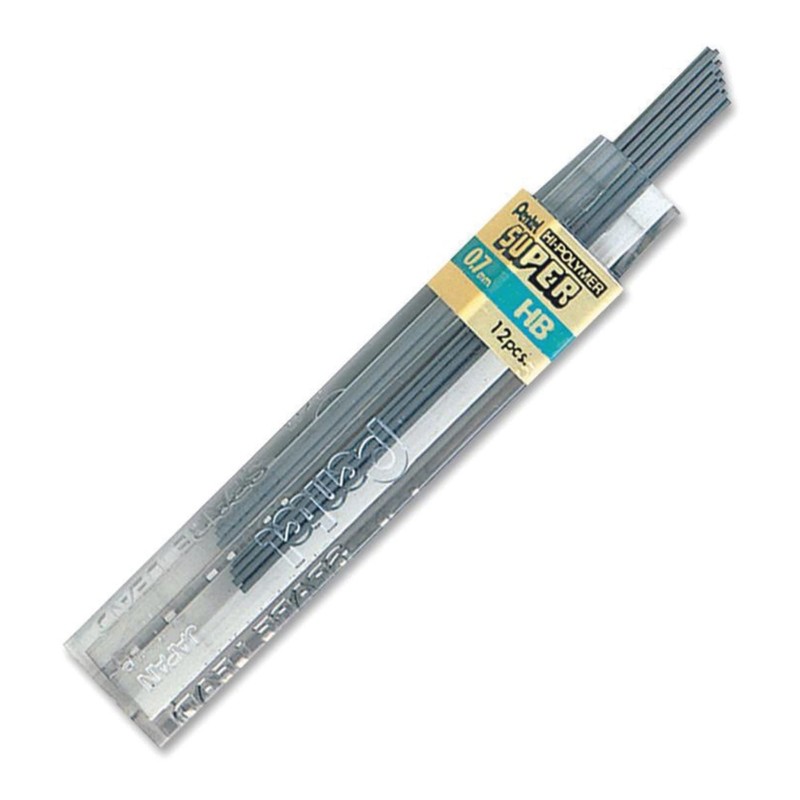 Pentel® Super Hi-Polymer® Leads, 0.7 mm, HB, 12 Leads Per