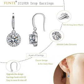Drop Earrings for Women 925 Sterling Silver Earrings Earrings for Women Dangling Cubic Zirconia Womens Earrings Dangly earrings for women Silver Drop Earrings Mum earrings for Mother's Day