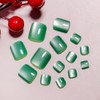 24Pcs Short Square Press on Toenails Green Glossy Acrylic Fake