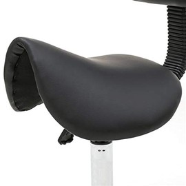 AUTOKOLA Home Saddle Shape Adjustable Salon Stool with Back Black 3-7 Days Delivery
