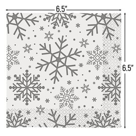 Unique Party 77232 - Silver and Gold Snowflakes Christmas Holiday Napkins, Pack of 16