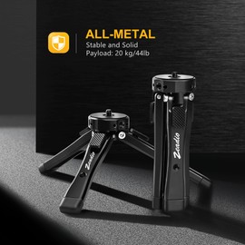 Zeadio Metal Camera Mini Tripod, Adjustable Heights Desktop Vlog Tripod Stand, Fits for Smooth 4, Osmo Mobile, Ronin-S, Vimble 2, Gimbal Handle Grip Stabilizer and All Cameras