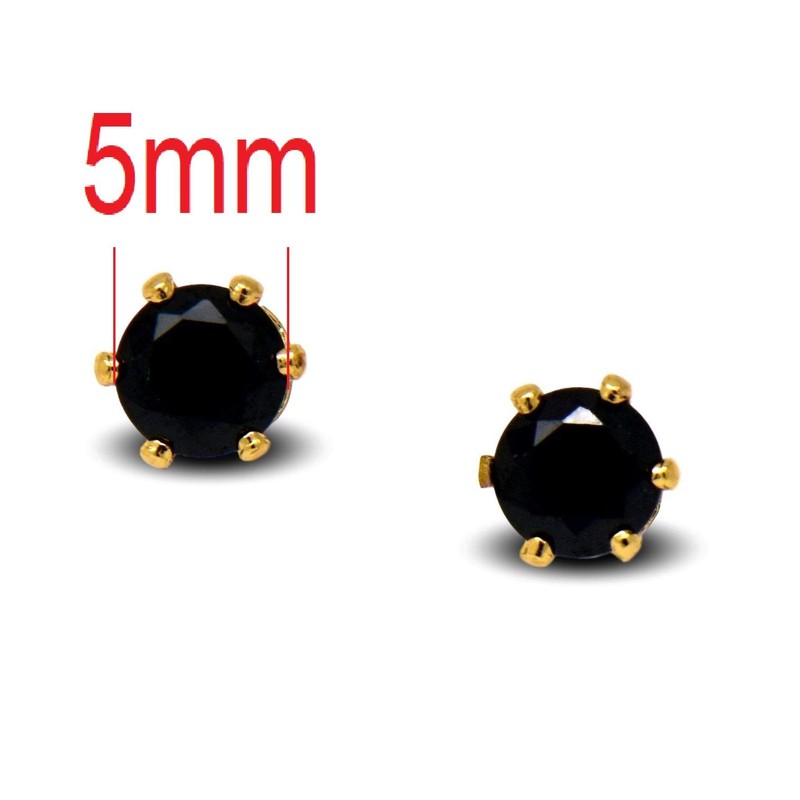 18ct Gold Filled Womens Stud Earrings with Black CZ Crystals