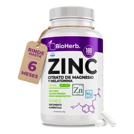 Bioherb | Zinc Y Citrato De Magnesio Y Melatonina 5 mg | [bienestar Y Relajación Natural] Suministro Para 180 Dias Gluconato De Zinc, Citrato De Magne