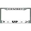 Cowboy Up Chrome License Plate Frame