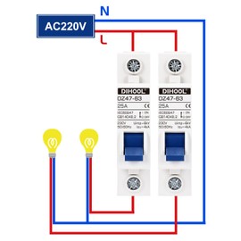 DIHOOL Miniature Circuit Breaker MCB, 1 Pole, 25Amp,230VAC,Type C, 2pcs