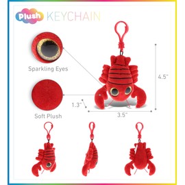 DolliBu Red Lobster Plush Big Eyes Keychain Stuffed Animal - Soft Sea Life Charm with Sparkling Big Eyes, Decorative Ocean Plush Toy Accessory & Fun Buddy Clip