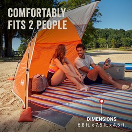 Coleman Skyshade Large Portable Sun Shelter, Easy Setup with Pre-Attached Poles, Beach Canopy Provides Cover from Sand & Sun