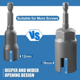 GOLD DEER 2 Pack Power Wing Nut Driver Set (2 Size 12mm,19mm) Wing Nut Drill Bit Socket Wrench Tool Set with 1/4 Quick Connect Hex Shank for Panel Nuts C Hook Bolts Eye Screws Q-Hanger