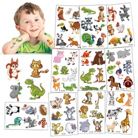 Animal Temporary Tattoo for kids, 10 Sheets Zoo Tattoos for Boys Girls Party Bag Filler