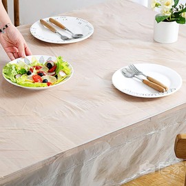 50pc Disposable Plastic Tablecloths On a Roll (White Clear) (1.3x1.3 Meters)