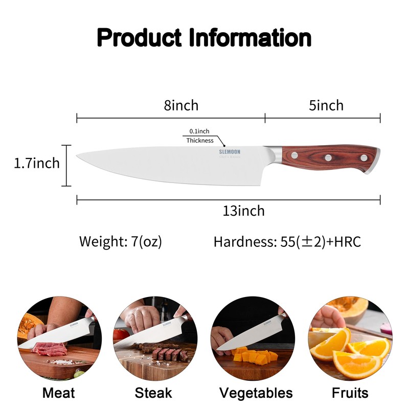 8 Inch Forged Chef Knife, 15° High Carbon Stainless Steel