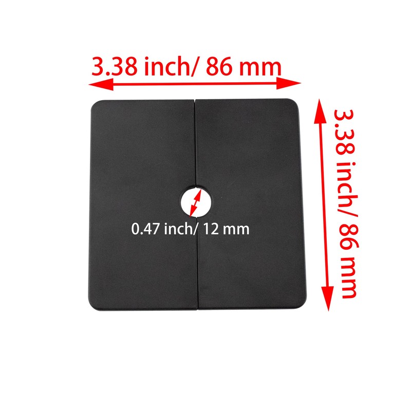 bociloy Wall Split Flange 12mm/0.47"Diameter, ABS Square Self-Adhesive Escutcheon Plate,