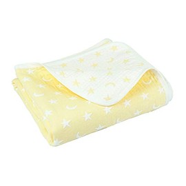 C&H Solutions Three Layers Woven Together, Children Quilted Throw Blanket, Kids Quilted, Baby Blanket (Yellow/White Moon and Star)