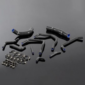 G-PLUS Silicone Radiator Hose Coolant Kit Clamps Compatible With Toyota Land Cruiser HDJ80 1HD-T/FT 4.2L,Black