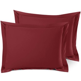 Nestl Soft Pillow Shams Set of 2 - Double Brushed Microfiber Pillow Covers - Hotel Style Premium Bed Pillow Cases, with 1.5” Decorative Flange, Standard 20"x26" - Burgundy