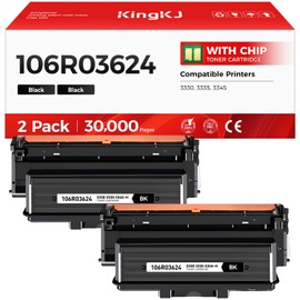 106R03624 High-Yield Toner Cartridge 3330 3335 3345 Black 2-Pack with New chip Replacement for Xerox 106R03620 106R03622 106R03624 Toner Compatible with 3330DNI 3335DNI 3345DNI Printer Ink All-in-One