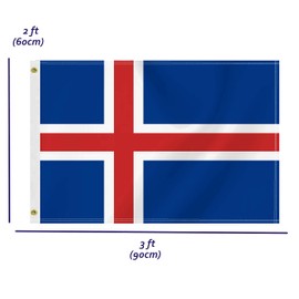 2×3 FT Iceland Flag,Medium 60×90 CM Icelandic Outdoor Banner,100D Icelander Decor,Doube Side Printing For Patio Garden With Brass Gromment