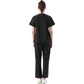 Leaddol Medical Scrubs Curved V Neck Scrub Top & Cargo Pants Nursing Scrubs Medical Uniform with 6 Pockets Yoga Black 2XL