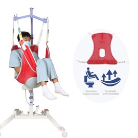 Patient Lift Sling with Polyester Mesh for Showering, Full Body Lifts Sling for Home Use (Red, Medium)