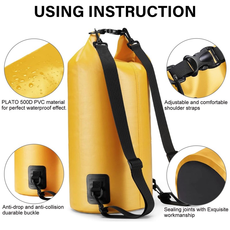 Invool Dry Bag, 5L/10L/20L/30L Waterproof Dry Bag, Dry Sack with