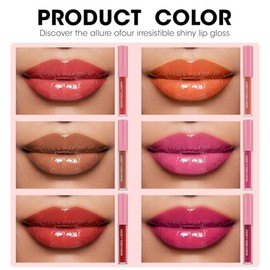 AZEN Paquete de 60 brillos de labios a granel, brillo de labios brillante para mujeres y niñas con ricos colores variados, regalos para el día de la m