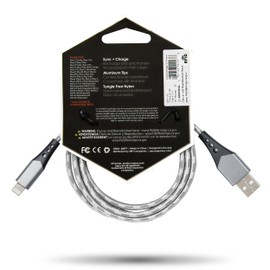 Celltronix - Titanium [Apple MFi Certified] 6FT Fast Charging Tangle Free Heavy Duty USB to Lightning Cable. Includes Sync+Charge & Aluminum Tips for Optimum Connectivity: HI-VIS Silver