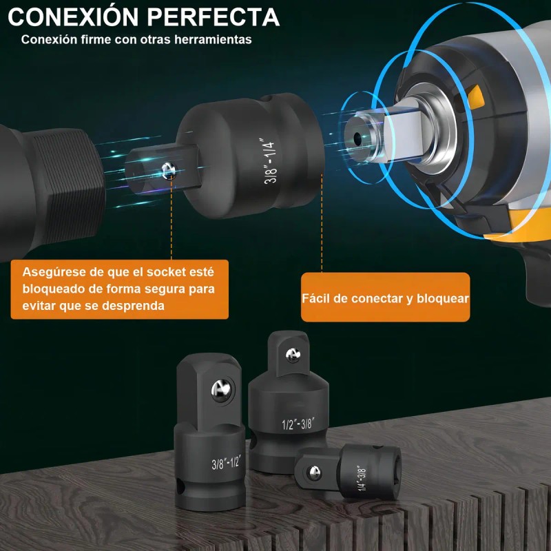 Pack Adaptadores LIANZI Para Dados y Llaves Impacto 1/4 1/2