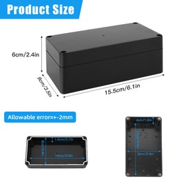 QLOUNI Pack of 2 Surface-Mounted Junction Box IP65 Waterproof 158 x 90 x 60 mm ABS Junction Box Large Electrical Project Box Junction Box Black Electronic Project Box Distribution Box Electrical