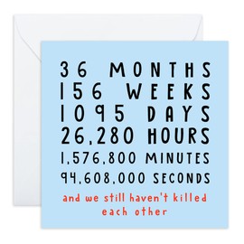Central 23 - Funny 3rd Anniversary Cards for Her - '3 Years And We Haven't Killed Each Other' - Funny Anniversary Cards for Couples - Third Anniversary - Ideal Anniversary Cards for Him