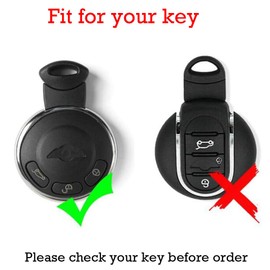 KUNIO Car Key Fob Cover Case Fit for BBMW Mini Cooper S ONE JCW R60 Clubman Countryman Keychain Key Holder Key Cover 3 Button, A Black, A Black