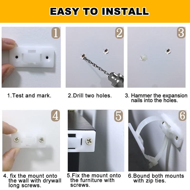 Furniture Straps, 8 Pack Anti-Tip Furniture Straps Kit Furniture Wall